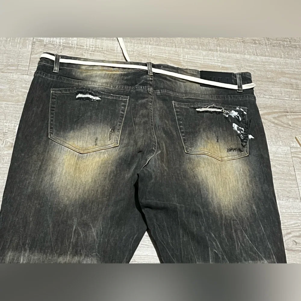 THRT Men's Detroit denim black denim distressed ripped Pants jeans size‎ 44